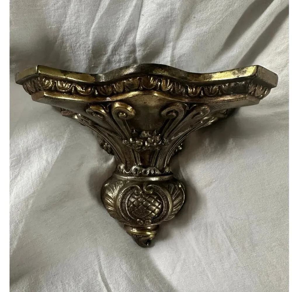 Italian Style Gilded Ornate Bracket Accent Wall Shelf Mid Century sconce